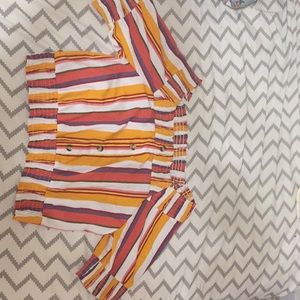 half sleeved cropped shirt with strips